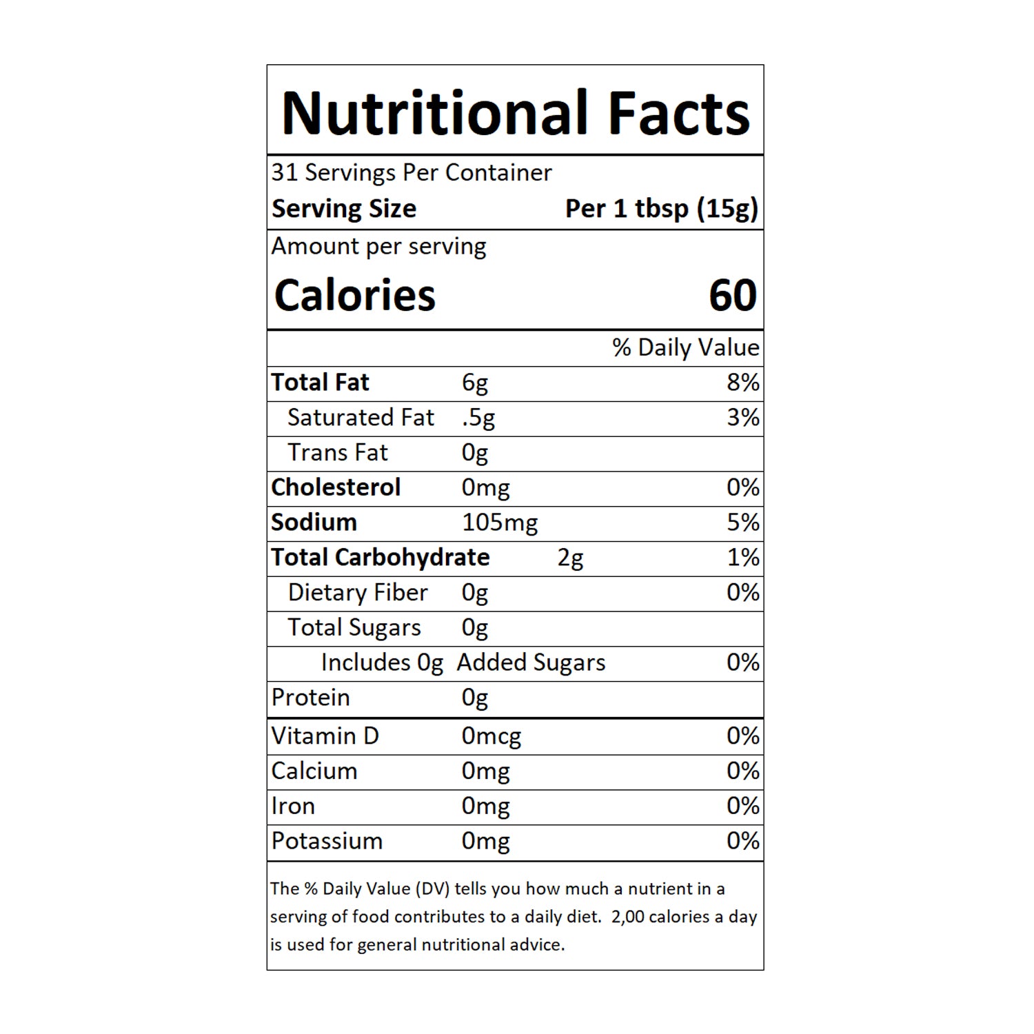 Sable & Rosenfeld - Mediterranean Olive Bruschetta Nutritional Facts: A detailed close-up of the nutrition label, showing serving size, fat content, sodium levels, and calorie count. This gourmet olive bruschetta is perfect for appetizers, charcuterie boards, and Mediterranean-inspired dishes, made with high-quality ingredients for a rich and savory flavor.